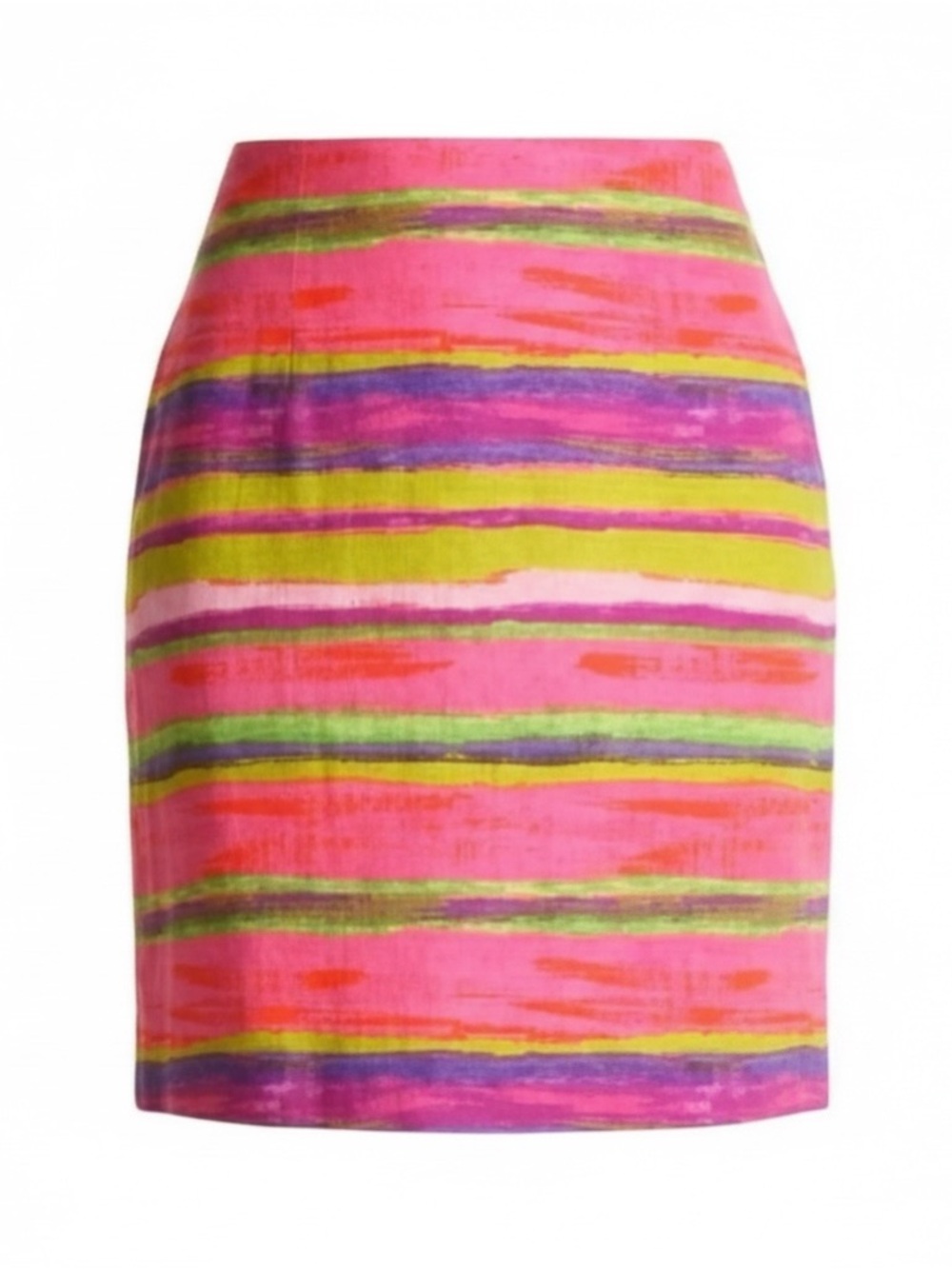 Ann Taylor Neon Pink Multicolor Striped Pencil Skirt